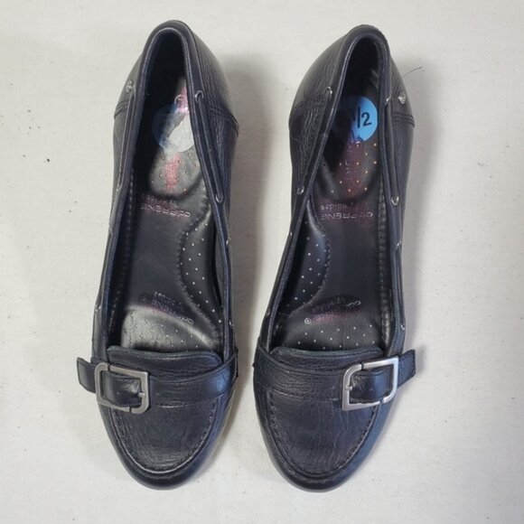 Rockport Adiprene Buckled Black Leather Loafer Block Heel Size Us 6.5 - Picture 2 of 15